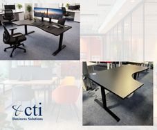 1 x Black Radial Electric Sit Stand Desk - New