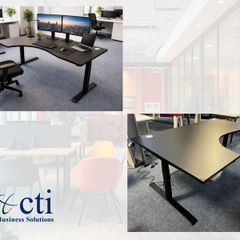 1 x Black Radial Electric Sit Stand Desk - New