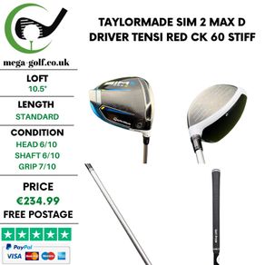 Taylormade Sim 2 Max D Driver / 10.5 Degree / Tensi Red CK 60 Stiff