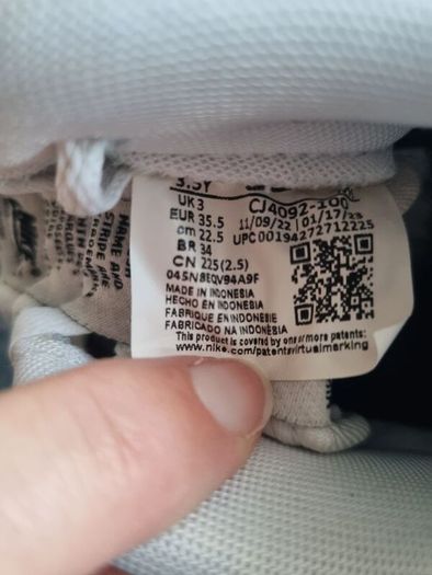 Nike Air Force 1 LV8 3 GS white black Double Air CJ4092-100 UK 3 EU 35.5