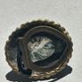 Vintage Heavy Bronze Tone Metal Dress Scarf / Clip Pin with Fabric Centre. Image 5