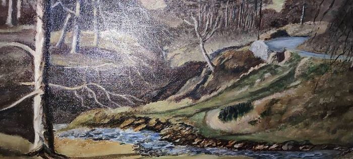 A very old hand-painted painting on canvas
