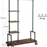 _5 Tier Metal Tubular Coat Stand, Wood Effect, Vintage Dark Brown Image 4