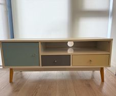 Retro Scandi Style Multi-Colour TV Unit / Media Console