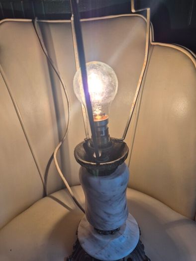 Mid Century Vintage Retro Marble gold ornate metal lamp base