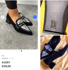 Designer loafers by precious snake skin with patent block heel chic comfy gorgeous
