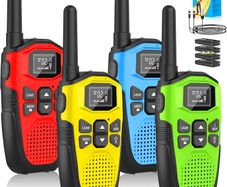 Walkie Talkies for Adults Long Range 4 Pack, NXGKET Rechargeable Kids Walky Talky with Built-In Li-Ion Battery, 16 Channels Radio with Type-C Charging Cable,VOX Function,LED Flashlight, for Camping