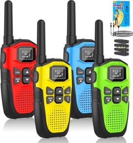 Walkie Talkies for Adults Long Range 4 Pack, NXGKET Rechargeable Kids Walky Talky with Built-In Li-Ion Battery, 16 Channels Radio with Type-C Charging Cable,VOX Function,LED Flashlight, for Camping