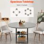 Round Dining Table, 47 inch Wood Table for 4-6 Person, Modern Circle Dinner Furniture, Leisure Tables with Storage Shelf and Metal Legs, for Home Kitchen Living Room, Grey (Only Table) Image 4