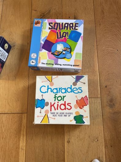 charades , square up , children's games