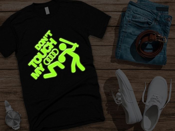 Don't touch my audi t-shirt glow in the dark t-shirt audi t-shirt glowing logo