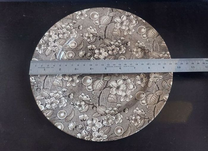 Lovely Vintage Brown and White English Ironstone Tableware Plate in a Fabulous Chintz Style Pattern, with Blossoms and Berries