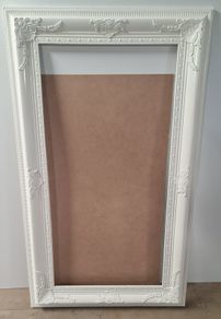 Large White Ornate Picture  Mirror Frame Only 148cm x 87cm Storage Clearance