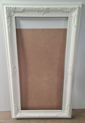 Large White Ornate Picture  Mirror Frame Only 148cm x 87cm Storage Clearance