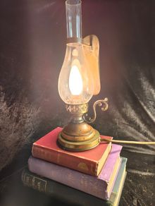 vintage oil style lamp with working bulb