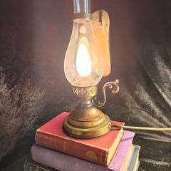 vintage oil style lamp with working bulb