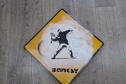 Banksy Sheet Metal Reproduction Road Sign of The Flower Bomber