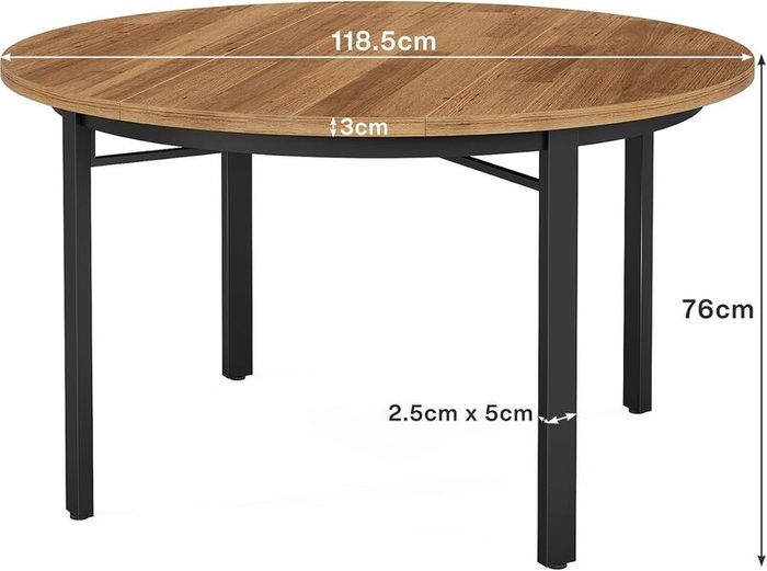 Round Dining Table 4-6 People with Solid Metal Legs