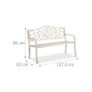 Antique White 2 Seater Metal Garden Bench with Decorative Scroll Backrest Image 3