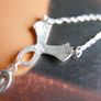 Sweet Sterling Silver 925 & Amethyst Ribbon Design Drop Pendant Necklace 4,4g - L16" Image 4