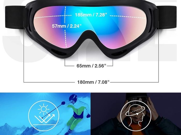MULTIPLE COLOURS AVAILABLE 2-Pack Ski Goggles, Compatible Snowboard Goggles for Kids, Teens, Youth, Boys, Girls, Men and Women, Motorcycle Goggles, Wind Resistance Goggles
