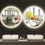 Gold Round Bathroom LED Mirror with Gold Frame 600mm Round Lighted Mirrors for Bathroom Wall LED Circle Vanity Mirror with Lights Golden Frame 3 Color Dimmable Anti-Fog Image 7