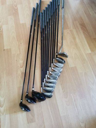 golf clubs and bag