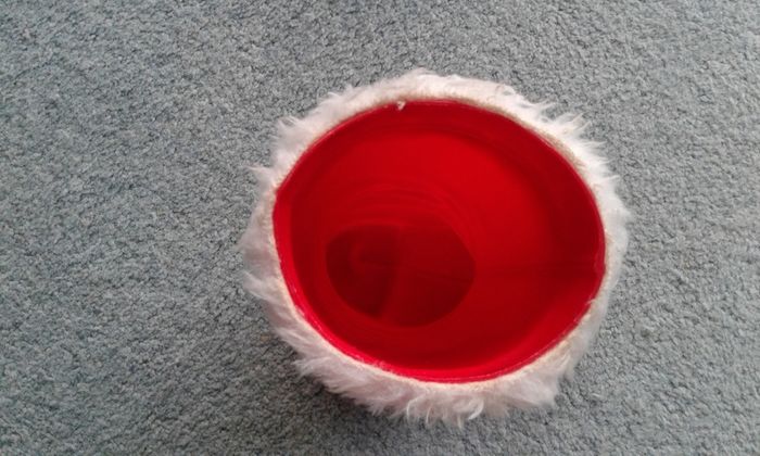 Vintage Red Santa Boot with White "Fur" Trim.