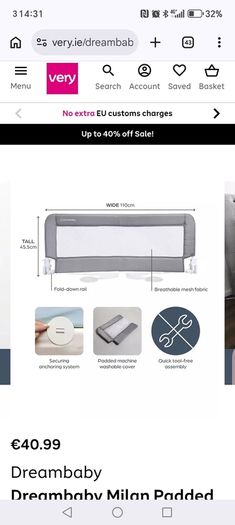 Bed rail. Dreambaby milan deluxe padded