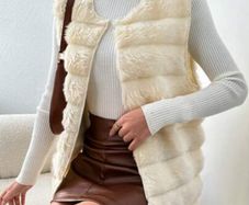 Beige Faux fur gilet size S/M
