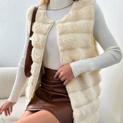 Beige Faux fur gilet size S/M