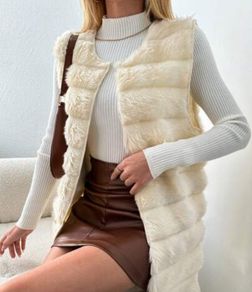 Beige Faux fur gilet size S/M