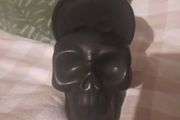 black ceramic skull coaster set