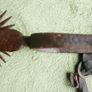 Antique handmade American wrought iron rider spores in western decor Americana rustic with original leather straps Image 5