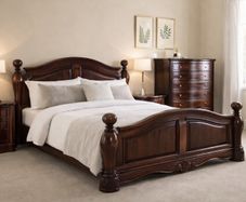 Complete King Size Bedroom Set. Sleigh Bed and Lockers and Chest. Solid Wood