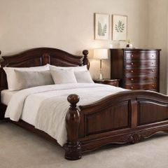 Complete King Size Bedroom Set. Sleigh Bed and Lockers and Chest. Solid Wood