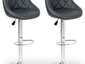 Set of 2 x Bar Stools - Fully Rotatable - Adjustable Seat Height 60 - 80 cm