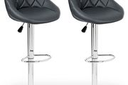 Set of 2 x Bar Stools - Fully Rotatable - Adjustable Seat Height 60 - 80 cm