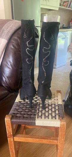 Black suede boots