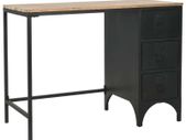 Single Pedestal Desk Solid Firwood and Steel 100x50x76 cm