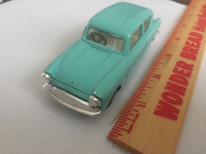 Spot-on. Tri-ang. Ford Anglia. Model number 213. Featured in Harry Potter movie.