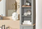 Tall Boy Stylish Bathroom Cabinet  Grey / Wood Colour