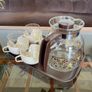 Retro MCM 1970s Dutch Glass Butterfly Coffee Pot with 4 Tulip Cups Mugs With Removable Covers Image 3