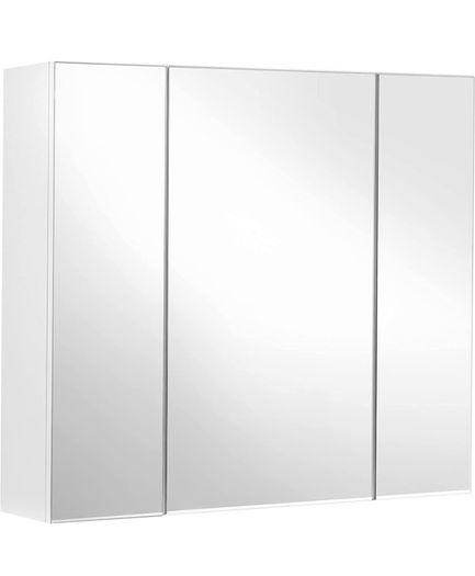 Bathroom Wall Cabinet, Cupboard with Mirror, 3-Door Storage Cabinet, 60 x 15 x 55 cm, with Adjustable Shelf, Modern, White (FREE POSTAGE)