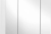 Bathroom Wall Cabinet, Cupboard with Mirror, 3-Door Storage Cabinet, 60 x 15 x 55 cm, with Adjustable Shelf, Modern, White (FREE POSTAGE)