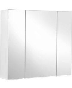 Bathroom Wall Cabinet, Cupboard with Mirror, 3-Door Storage Cabinet, 60 x 15 x 55 cm, with Adjustable Shelf, Modern, White (FREE POSTAGE)