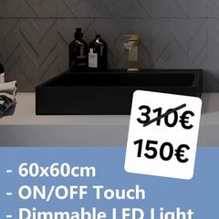 LED Bathroom Mirror Gold Frame Demister Antifog