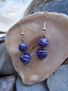 Handmade earrings.Purple/white earrings.Gift