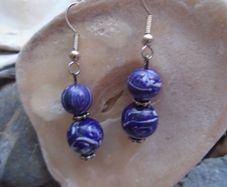 Handmade earrings.Purple/white earrings.Gift