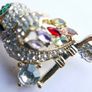 Vintage Tiny Colorful Bird Brooch, Small Gold Bird Pin, Little Crystal Rhinestone Brooch Image 4